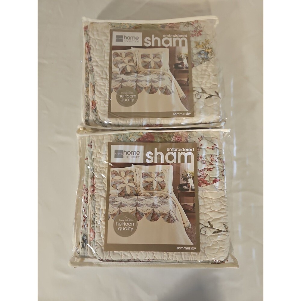Vtg JCPenney Home Collection Handcrafted Shams "sommersby" Set Of 2